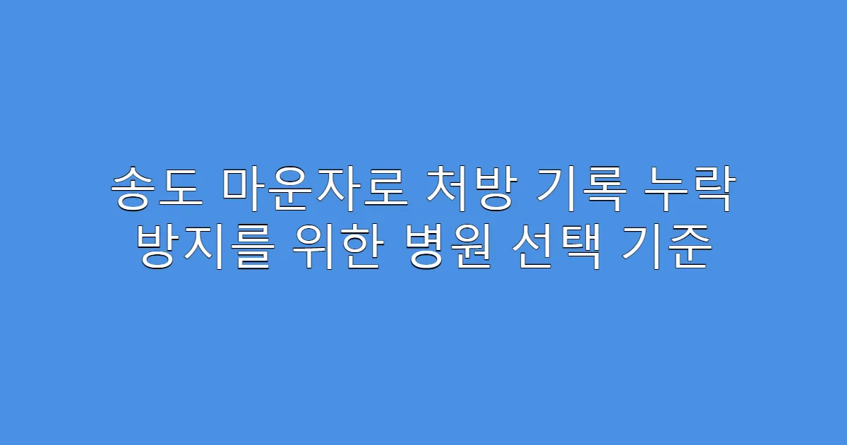 송도 마운자로 처방 기록 누락 방지를 위한 병원 선택 기준