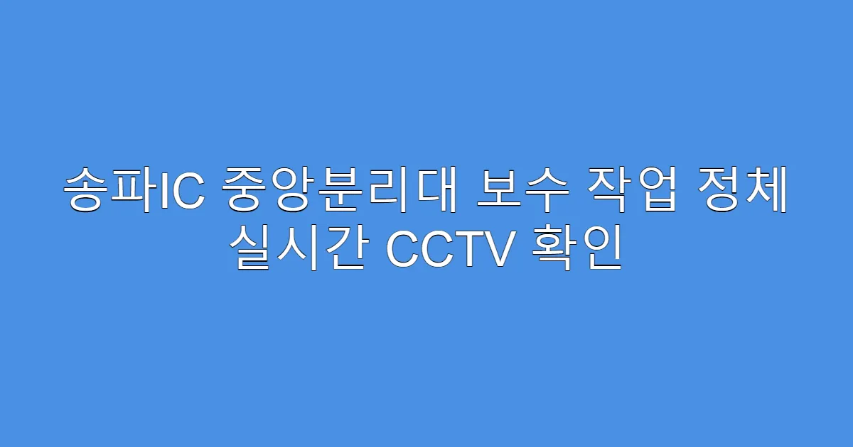 송파IC 중앙분리대 보수 작업 정체 실시간 CCTV 확인