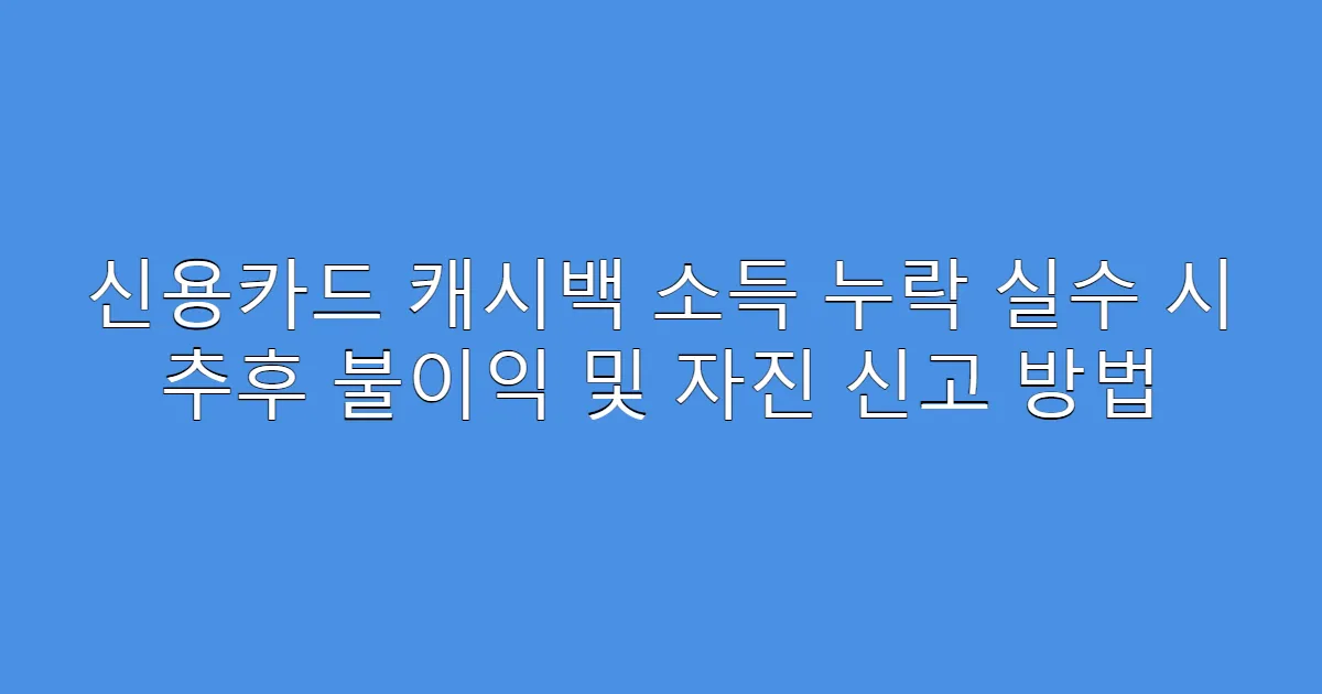 신용카드 캐시백 소득 누락 실수 시 추후 불이익 및 자진 신고 방법