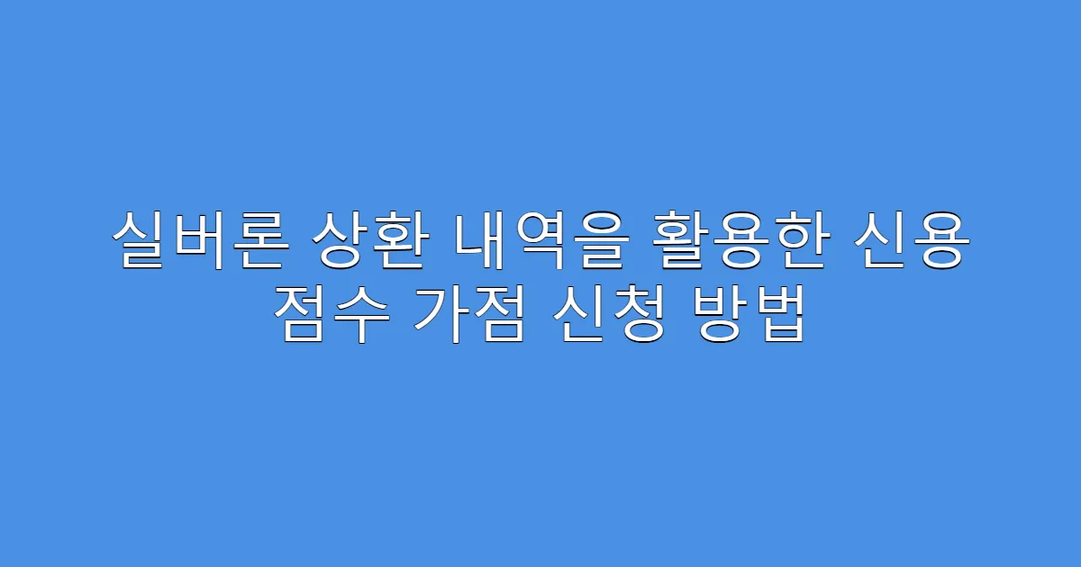 실버론 상환 내역을 활용한 신용 점수 가점 신청 방법