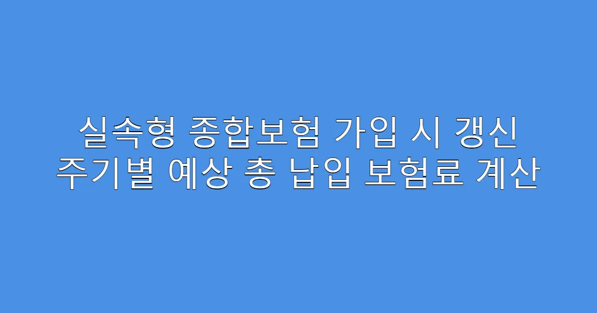 실속형 종합보험 가입 시 갱신 주기별 예상 총 납입 보험료 계산