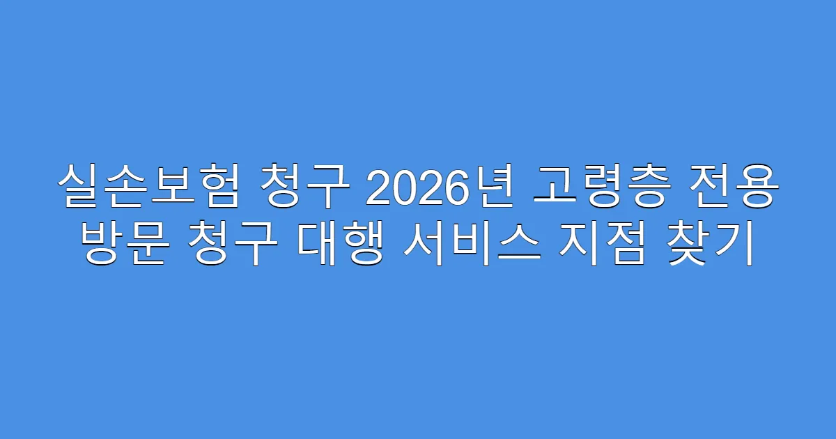 실손보험 청구 2026년 고령층 전용 방문 청구 대행 서비스 지점 찾기