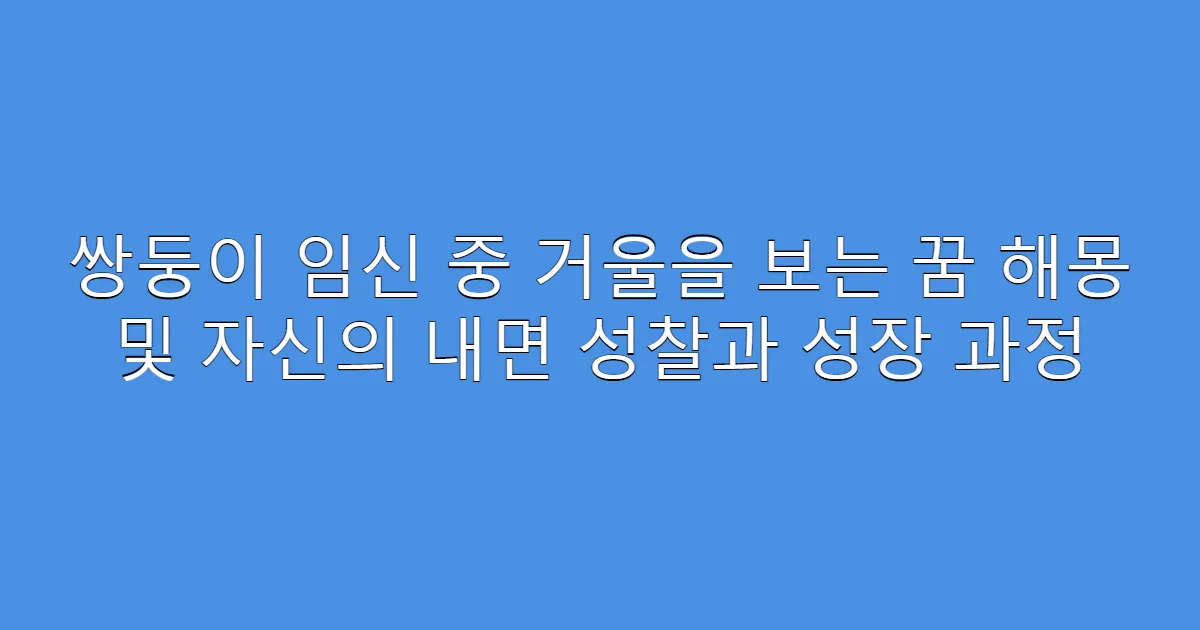 쌍둥이 임신 중 거울을 보는 꿈 해몽 및 자신의 내면 성찰과 성장 과정