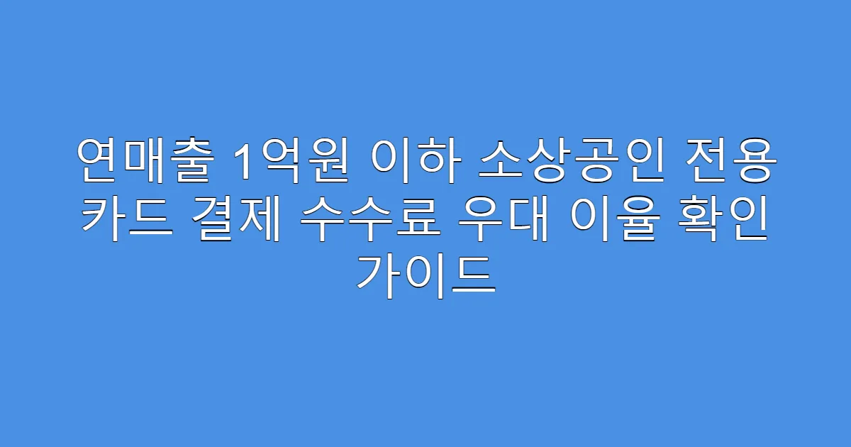 연매출 1억원 이하 소상공인 전용 카드 결제 수수료 우대 이율 확인 가이드