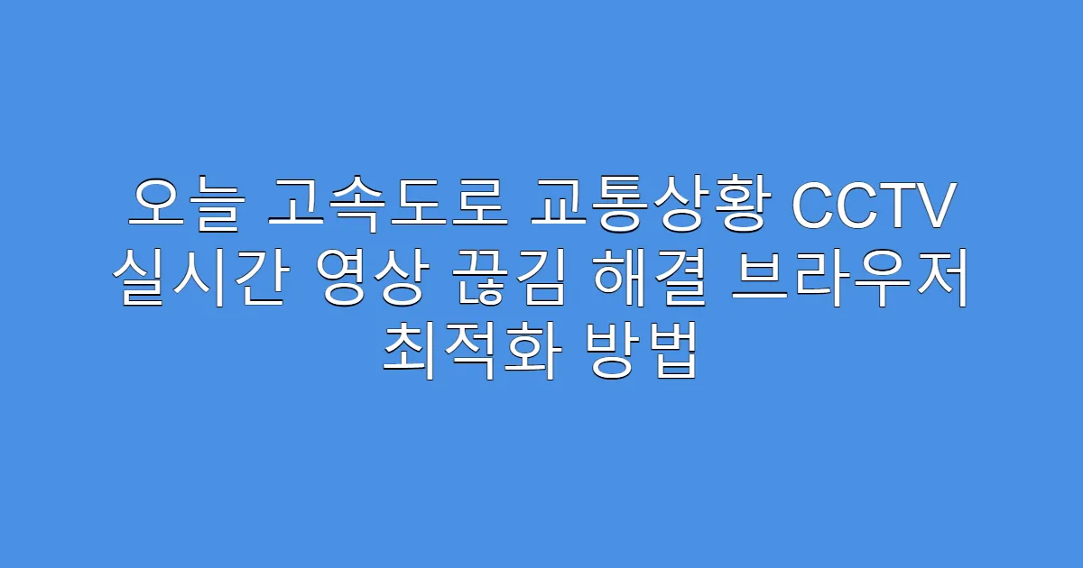 오늘 고속도로 교통상황 CCTV 실시간 영상 끊김 해결 브라우저 최적화 방법