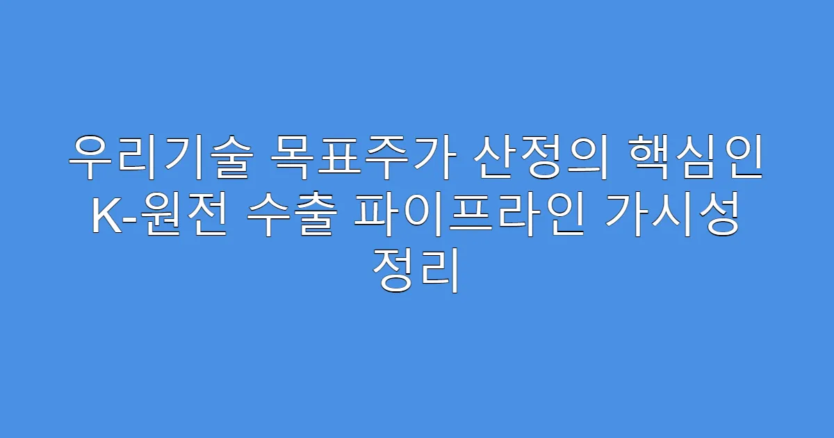 우리기술 목표주가 산정의 핵심인 K-원전 수출 파이프라인 가시성 정리