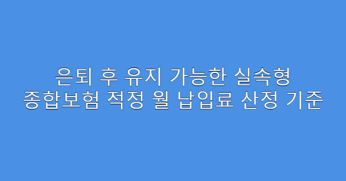 은퇴 후 유지 가능한 실속형 종합보험 적정 월 납입료 산정 기준