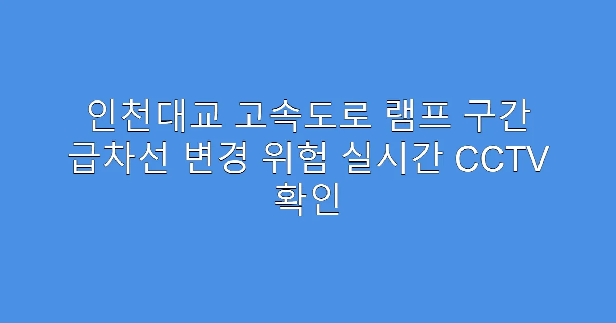 인천대교 고속도로 램프 구간 급차선 변경 위험 실시간 CCTV 확인