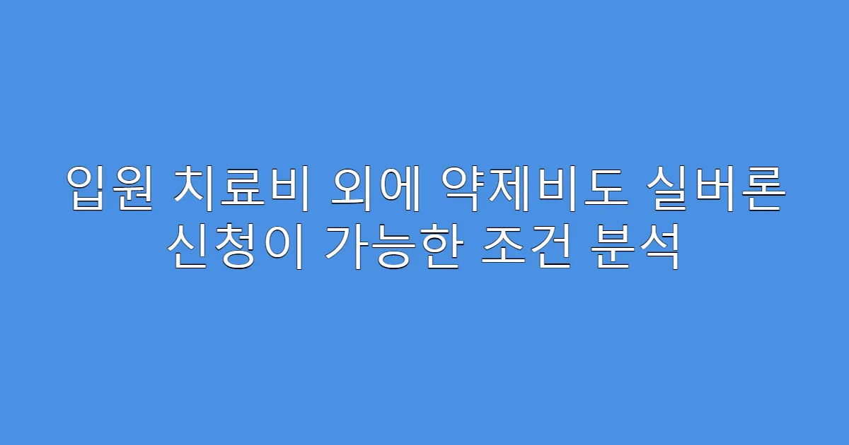 입원 치료비 외에 약제비도 실버론 신청이 가능한 조건 분석