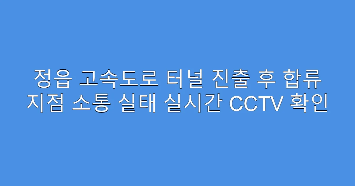 정읍 고속도로 터널 진출 후 합류 지점 소통 실태 실시간 CCTV 확인