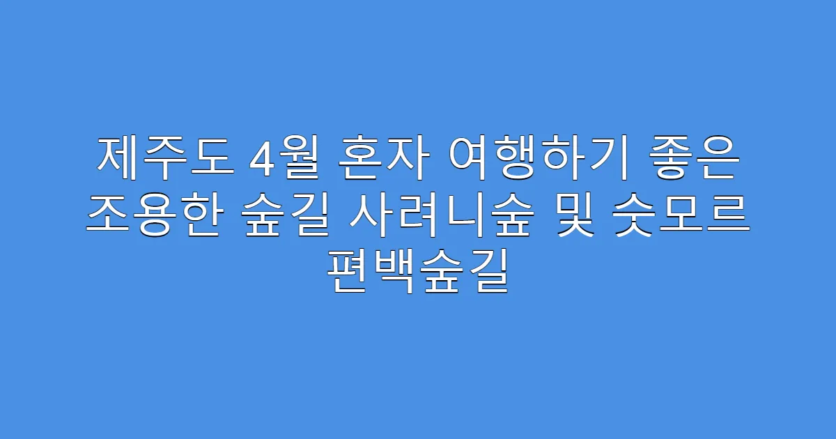 제주도 4월 혼자 여행하기 좋은 조용한 숲길 사려니숲 및 숫모르 편백숲길