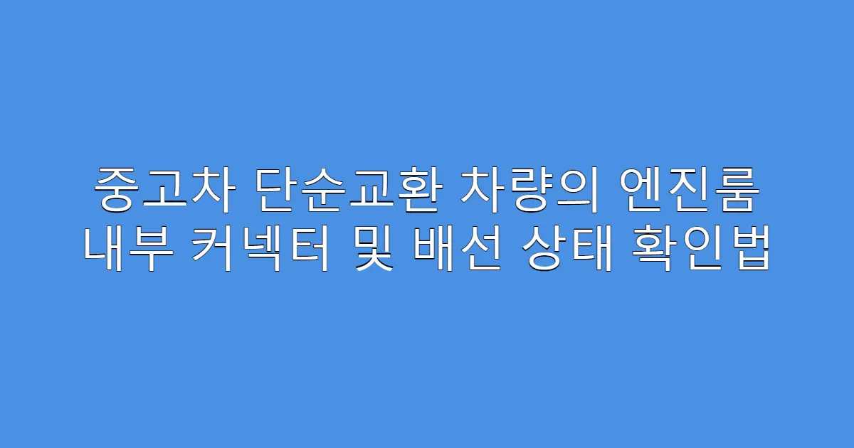 중고차 단순교환 차량의 엔진룸 내부 커넥터 및 배선 상태 확인법