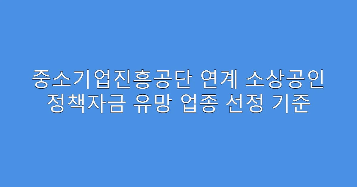 중소기업진흥공단 연계 소상공인 정책자금 유망 업종 선정 기준