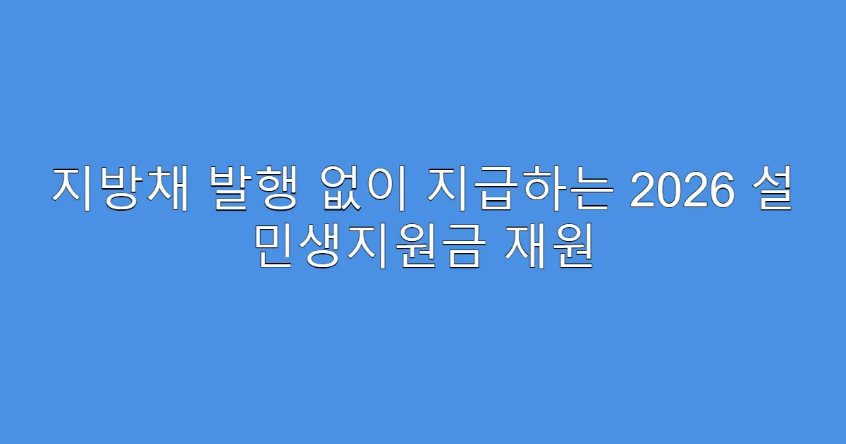 지방채 발행 없이 지급하는 2026 설 민생지원금 재원