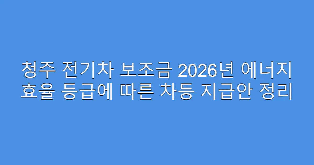 청주 전기차 보조금 2026년 에너지 효율 등급에 따른 차등 지급안 정리