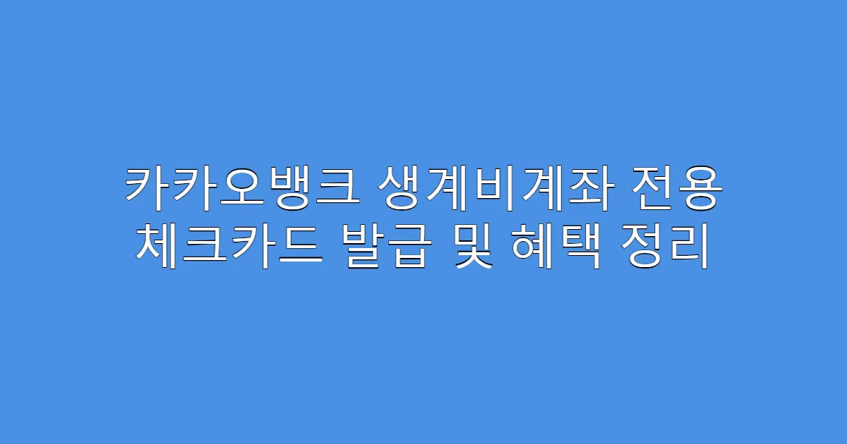 카카오뱅크 생계비계좌 전용 체크카드 발급 및 혜택 정리