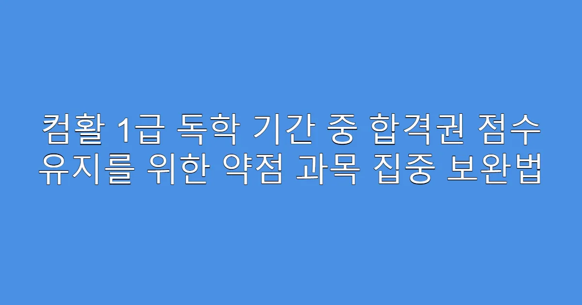 컴활 1급 독학 기간 중 합격권 점수 유지를 위한 약점 과목 집중 보완법