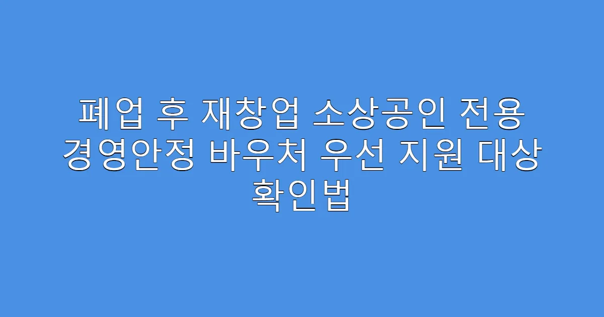 폐업 후 재창업 소상공인 전용 경영안정 바우처 우선 지원 대상 확인법