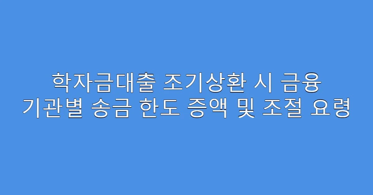 학자금대출 조기상환 시 금융 기관별 송금 한도 증액 및 조절 요령