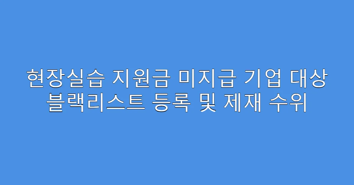 현장실습 지원금 미지급 기업 대상 블랙리스트 등록 및 제재 수위