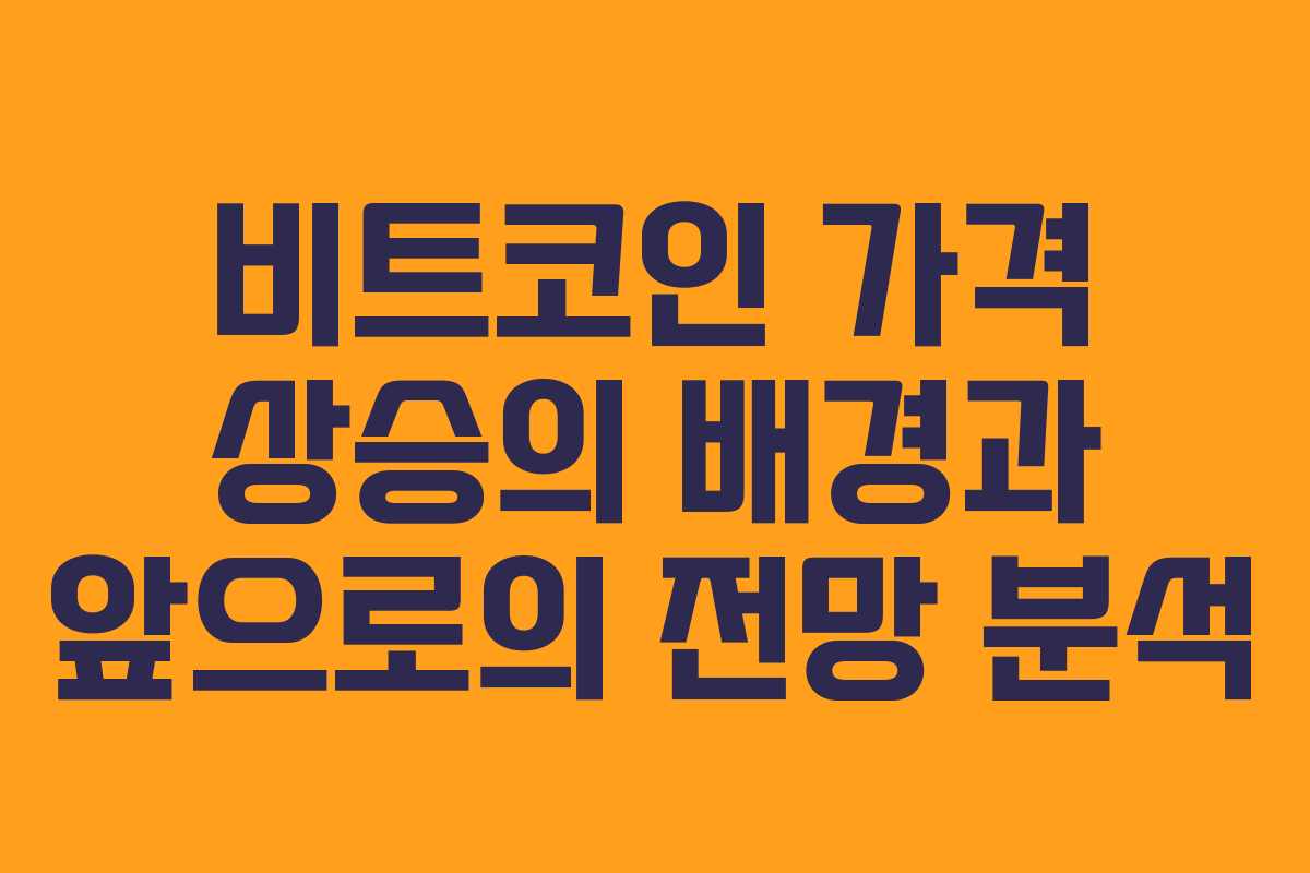 비트코인 가격 상승의 배경과 앞으로의 전망 분석