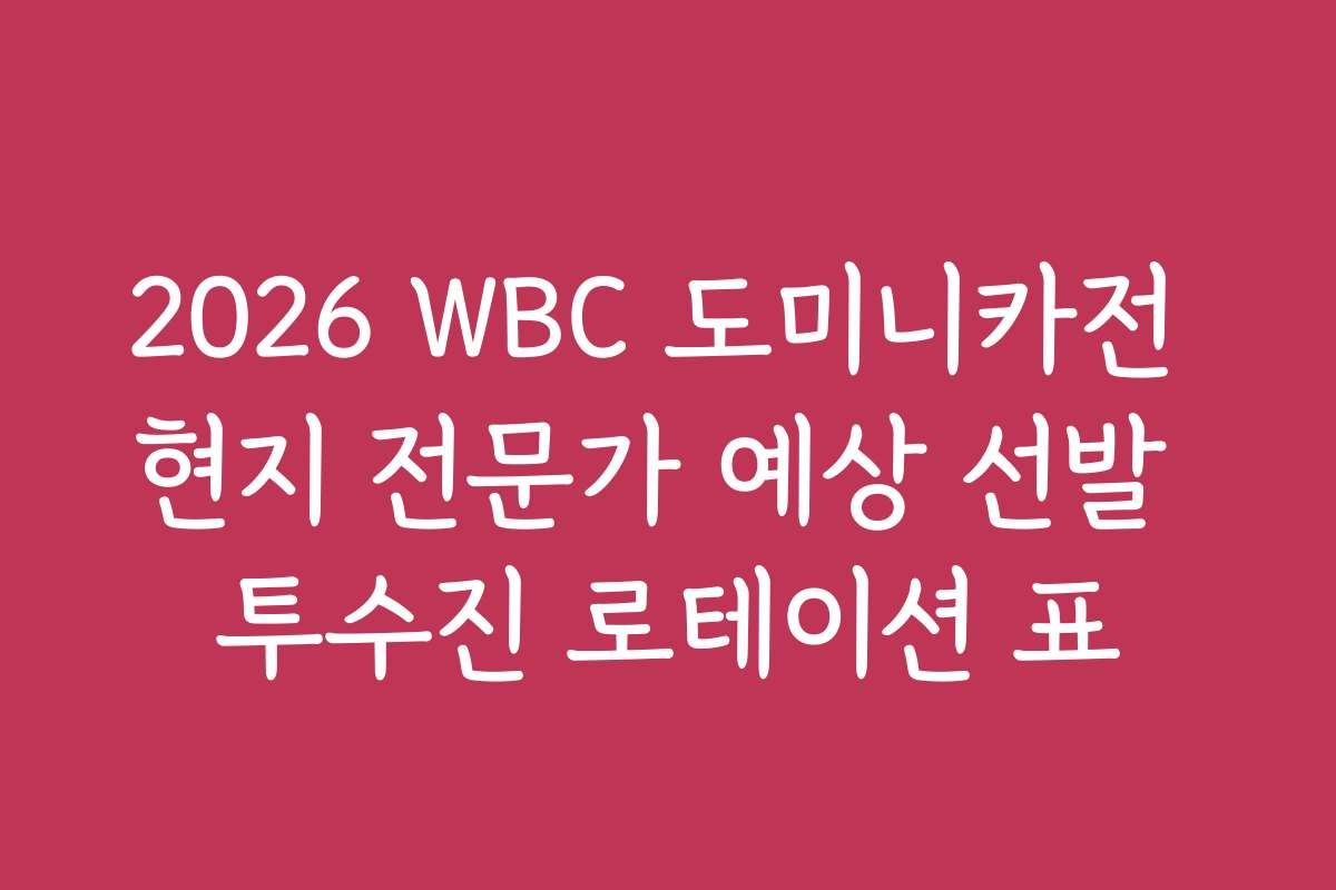 2026 WBC 도미니카전 현지 전문가 예상 선발 투수진 로테이션 표