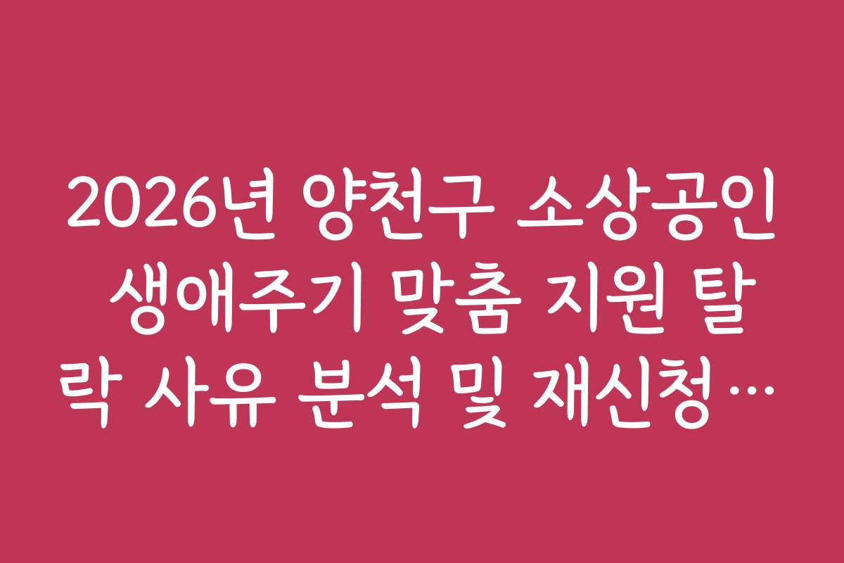 2026년 양천구 소상공인 생애주기 맞춤 지원 탈락 사유 분석 및 재신청 팁