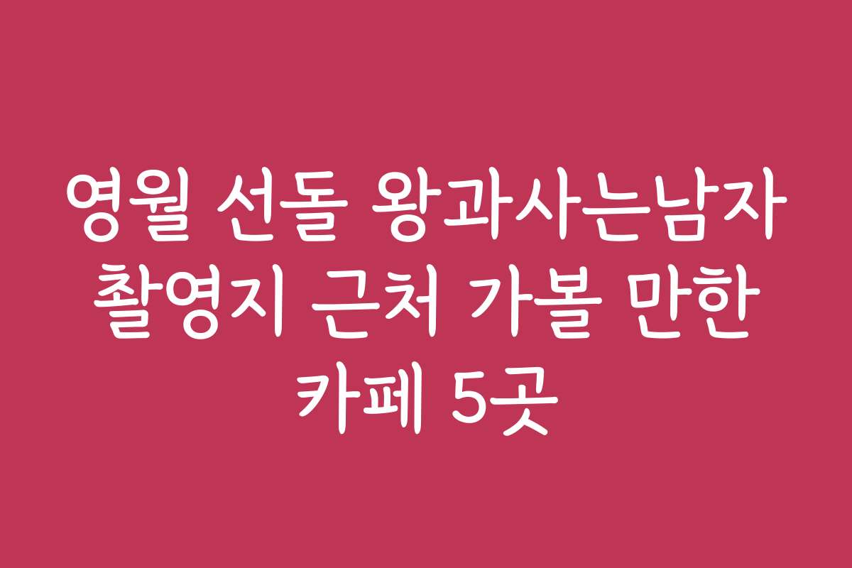 영월 선돌 왕과사는남자 촬영지 근처 가볼 만한 카페 5곳