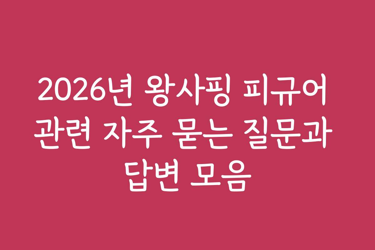 2026년 왕사핑 피규어 관련 자주 묻는 질문과 답변 모음