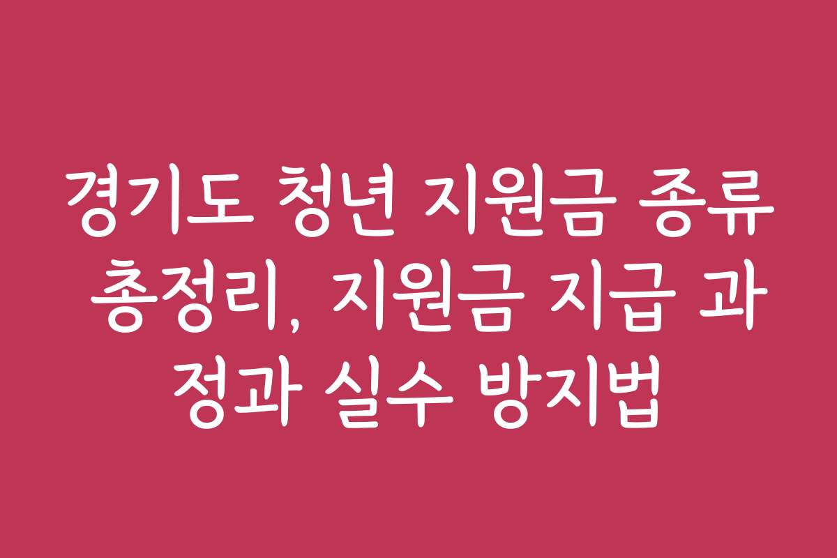 경기도 청년 지원금 종류 총정리, 지원금 지급 과정과 실수 방지법