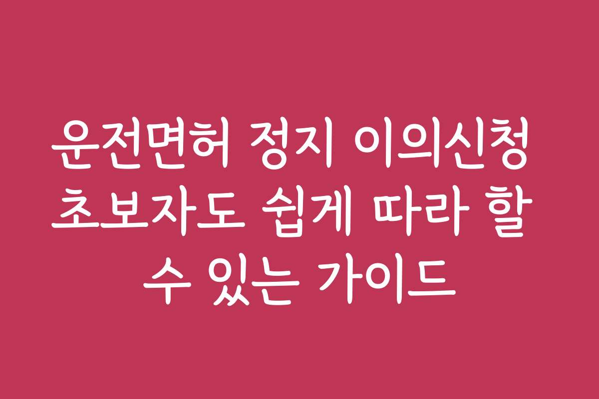 운전면허 정지 이의신청 초보자도 쉽게 따라 할 수 있는 가이드