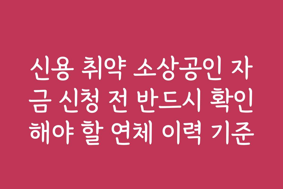 신용 취약 소상공인 자금 신청 전 반드시 확인해야 할 연체 이력 기준