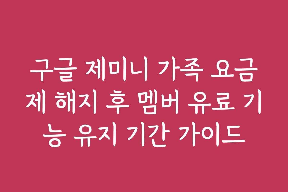 구글 제미니 가족 요금제 해지 후 멤버 유료 기능 유지 기간 가이드