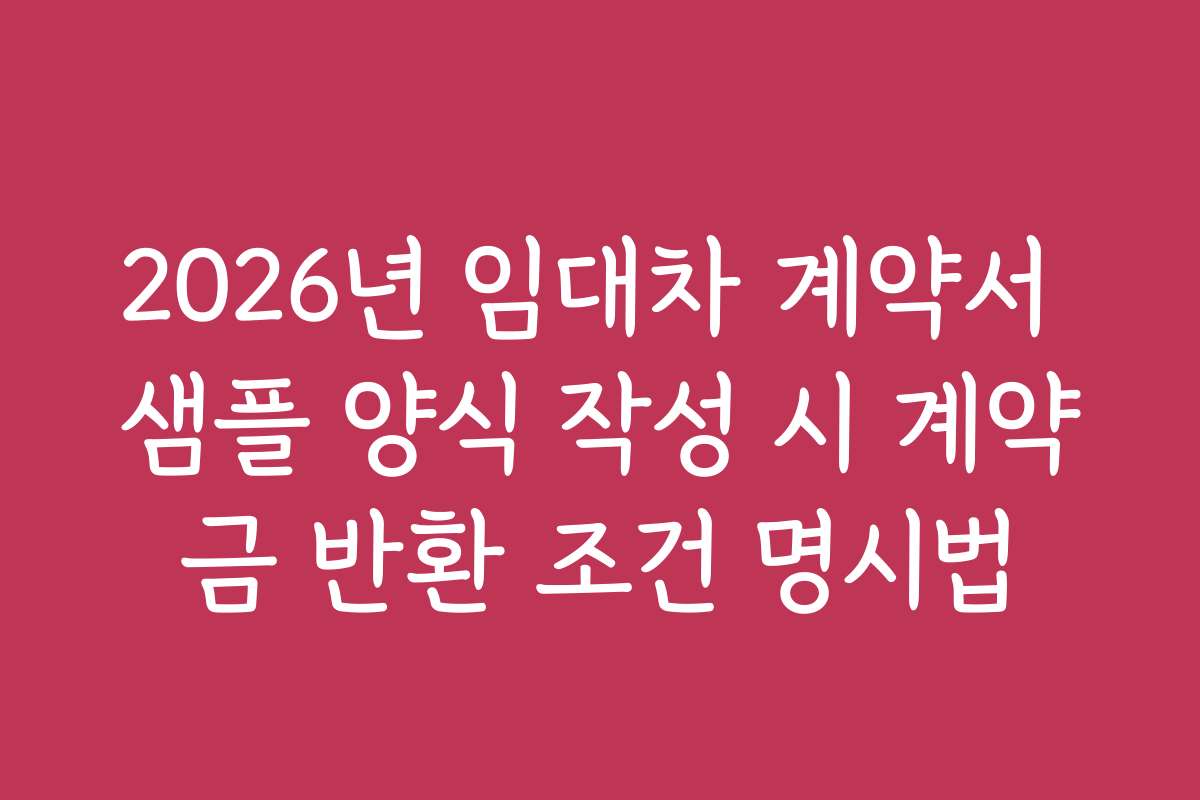 2026년 임대차 계약서 샘플 양식 작성 시 계약금 반환 조건 명시법