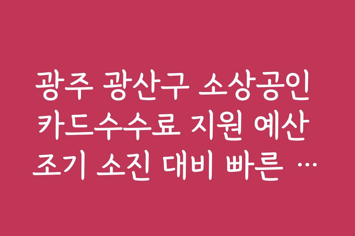 광주 광산구 소상공인 카드수수료 지원 예산 조기 소진 대비 빠른 신청