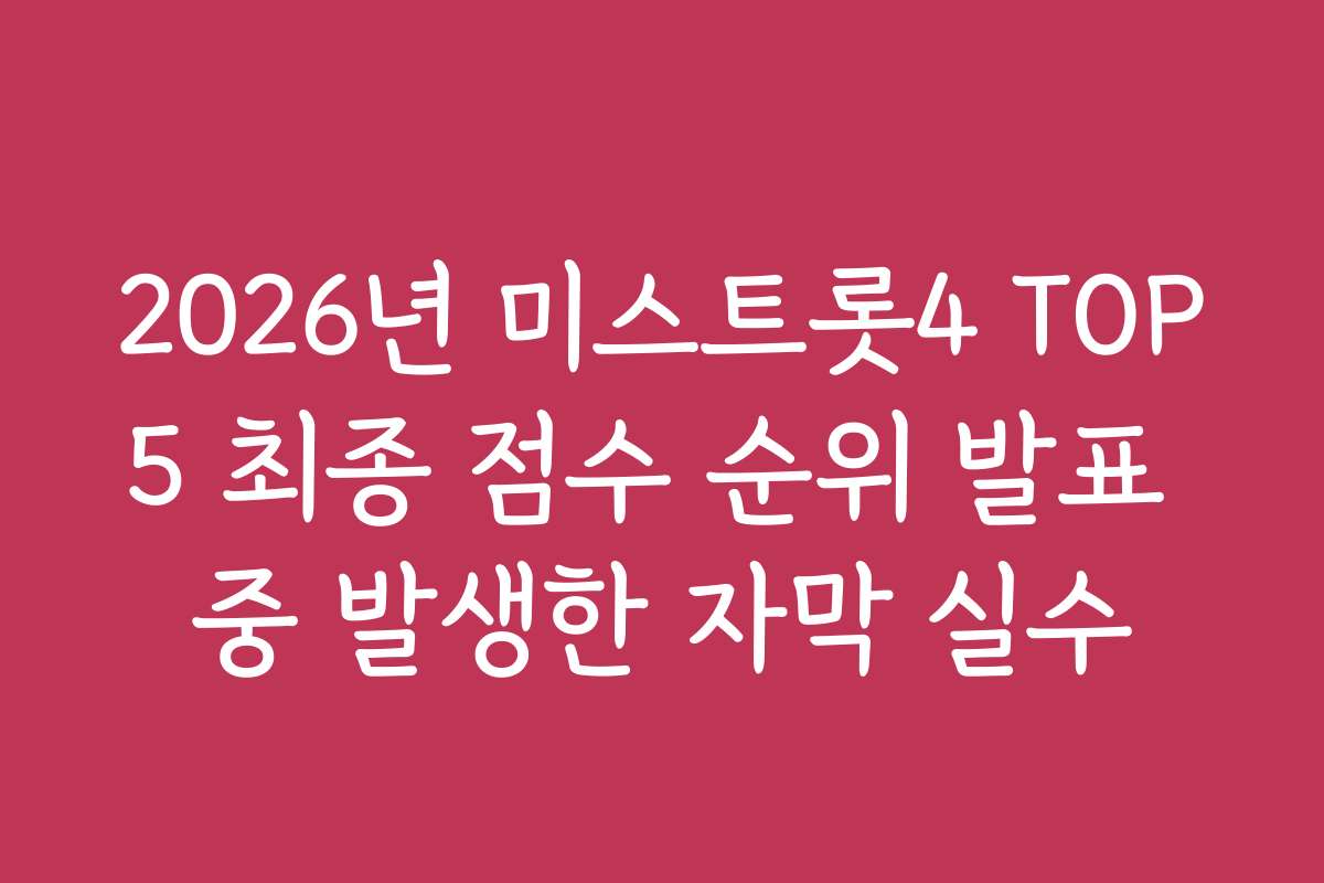 2026년 미스트롯4 TOP5 최종 점수 순위 발표 중 발생한 자막 실수