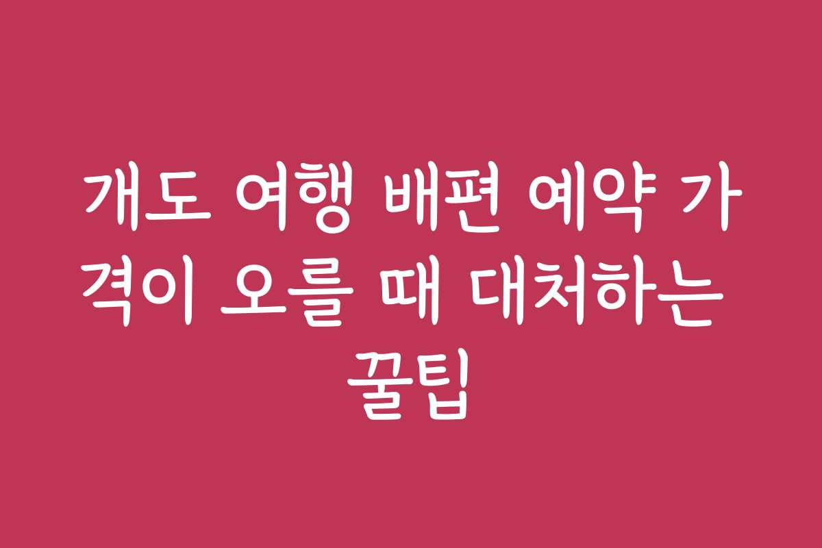 개도 여행 배편 예약 가격이 오를 때 대처하는 꿀팁