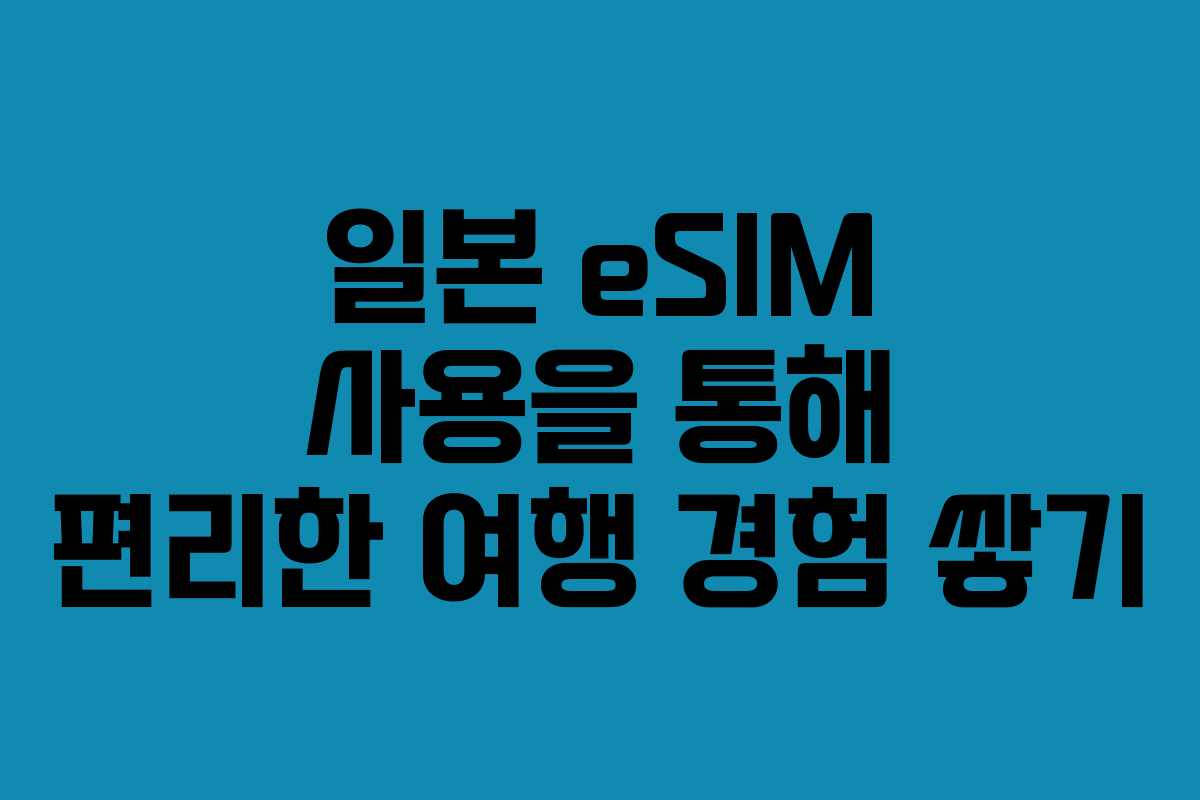 일본 eSIM 사용을 통해 편리한 여행 경험 쌓기