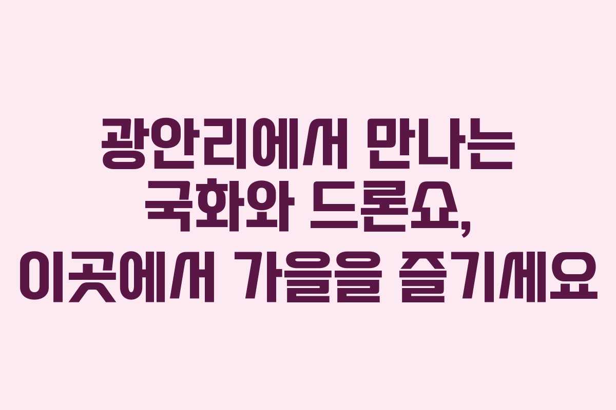 광안리에서 만나는 국화와 드론쇼, 이곳에서 가을을 즐기세요