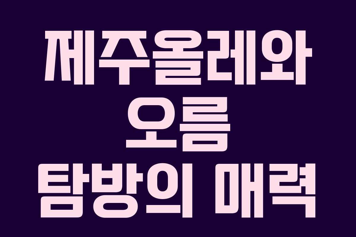 제주올레와 오름 탐방의 매력