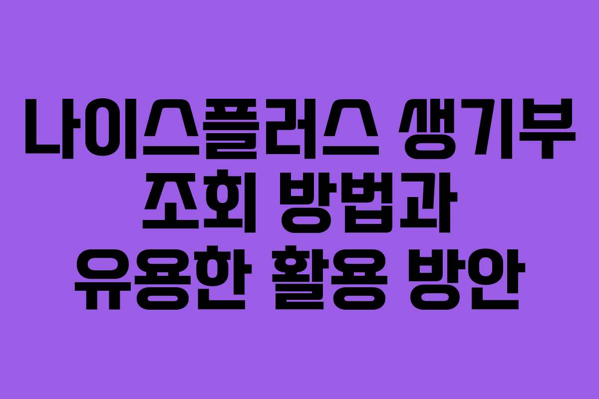 나이스플러스 생기부 조회 방법과 유용한 활용 방안
