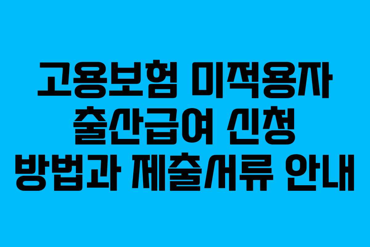 고용보험 미적용자 출산급여 신청 방법과 제출서류 안내