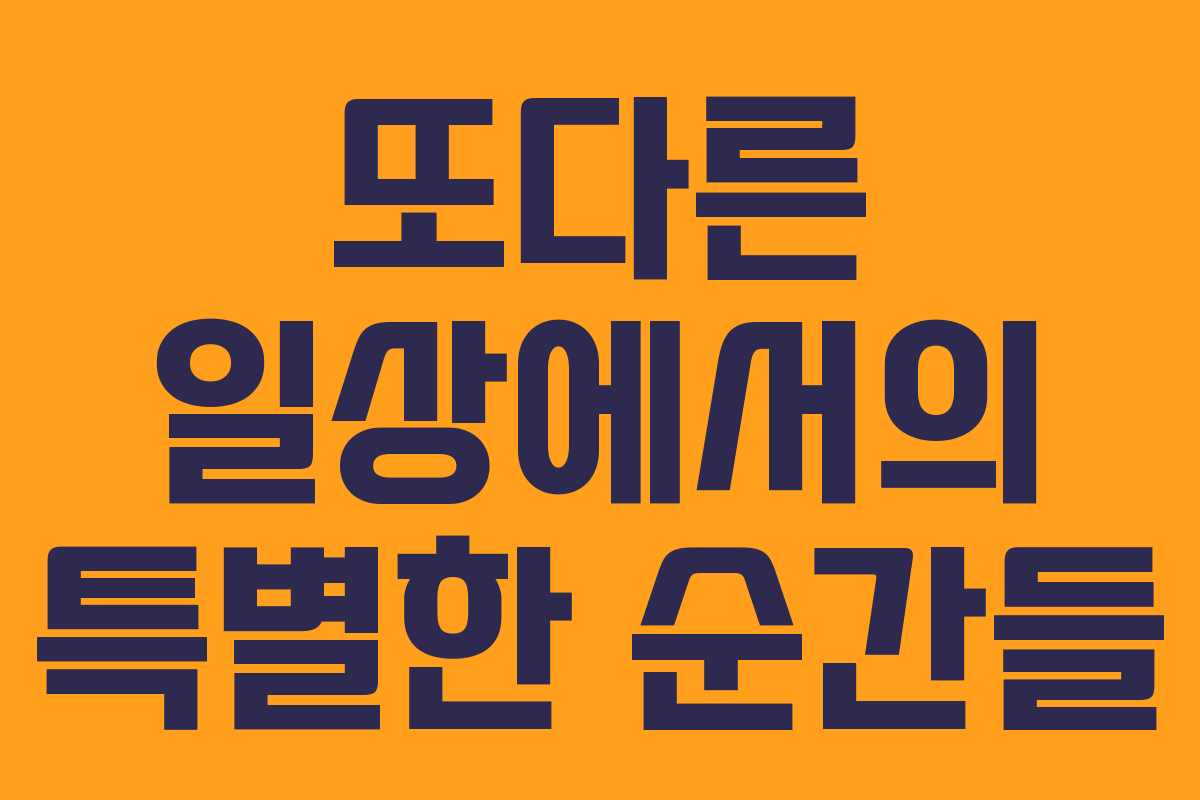 또다른 일상에서의 특별한 순간들