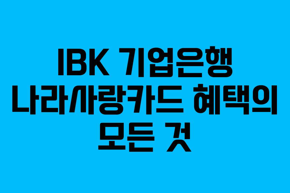 IBK 기업은행 나라사랑카드 혜택의 모든 것