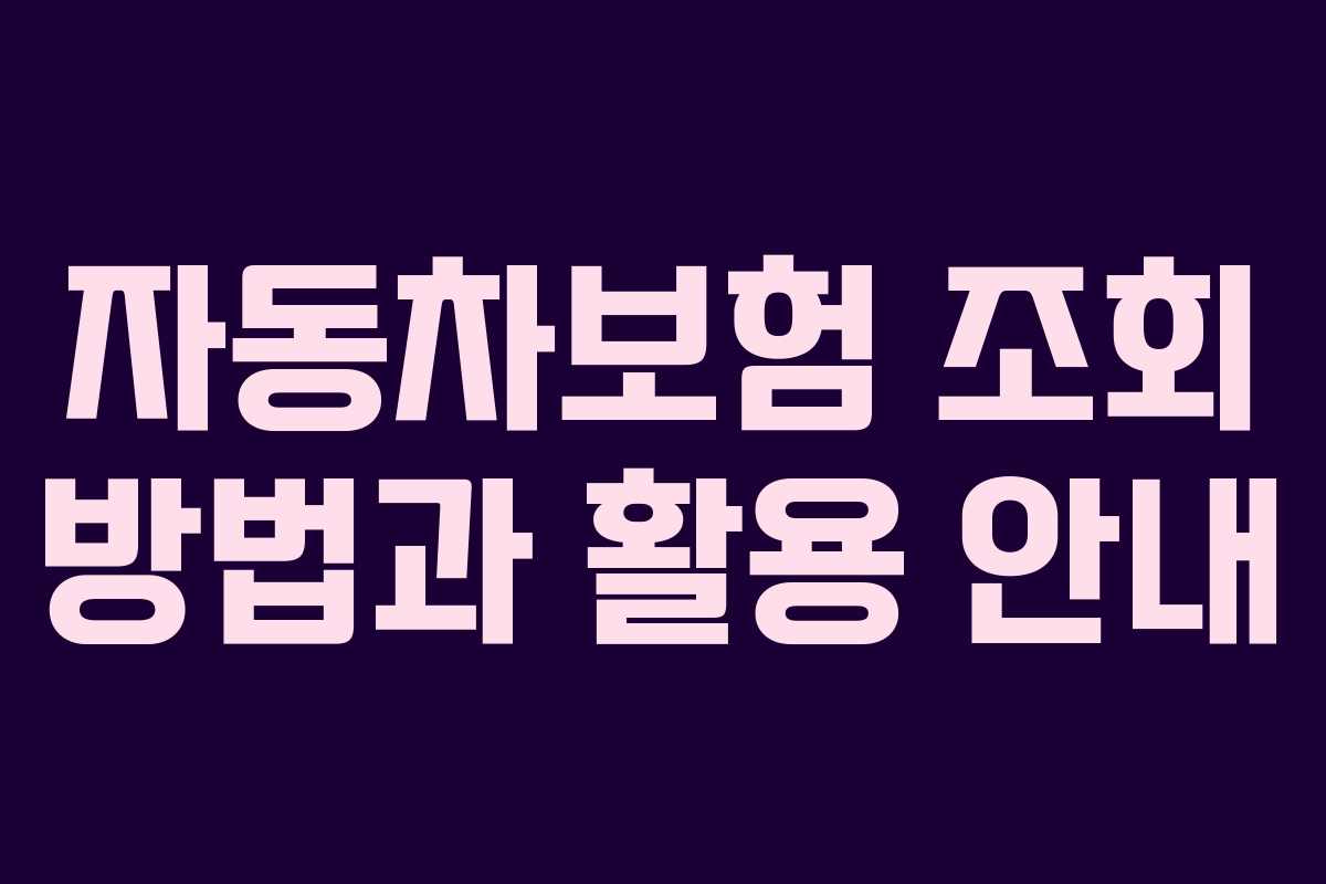 자동차보험 조회 방법과 활용 안내