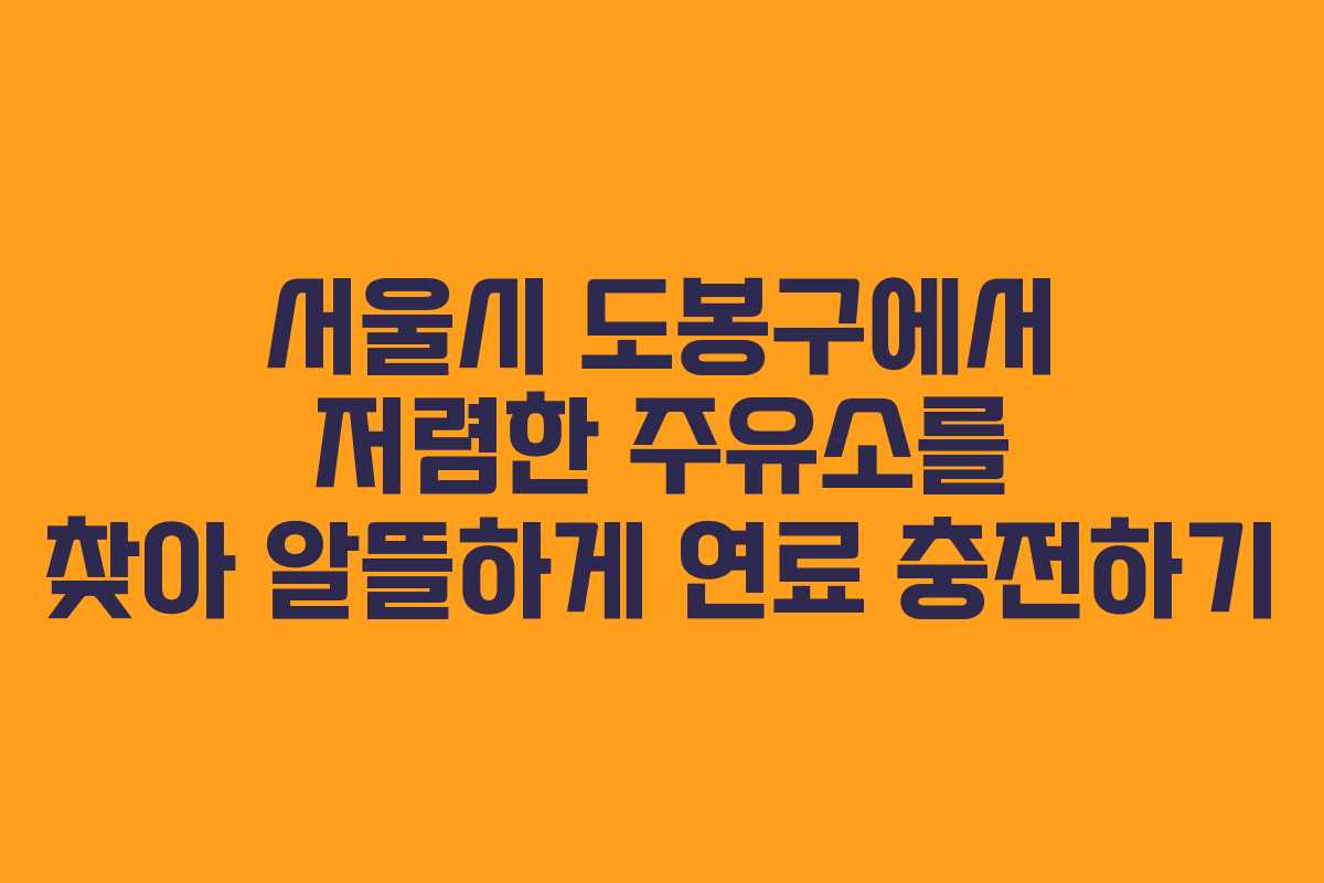 서울시 도봉구에서 저렴한 주유소를 찾아 알뜰하게 연료 충전하기