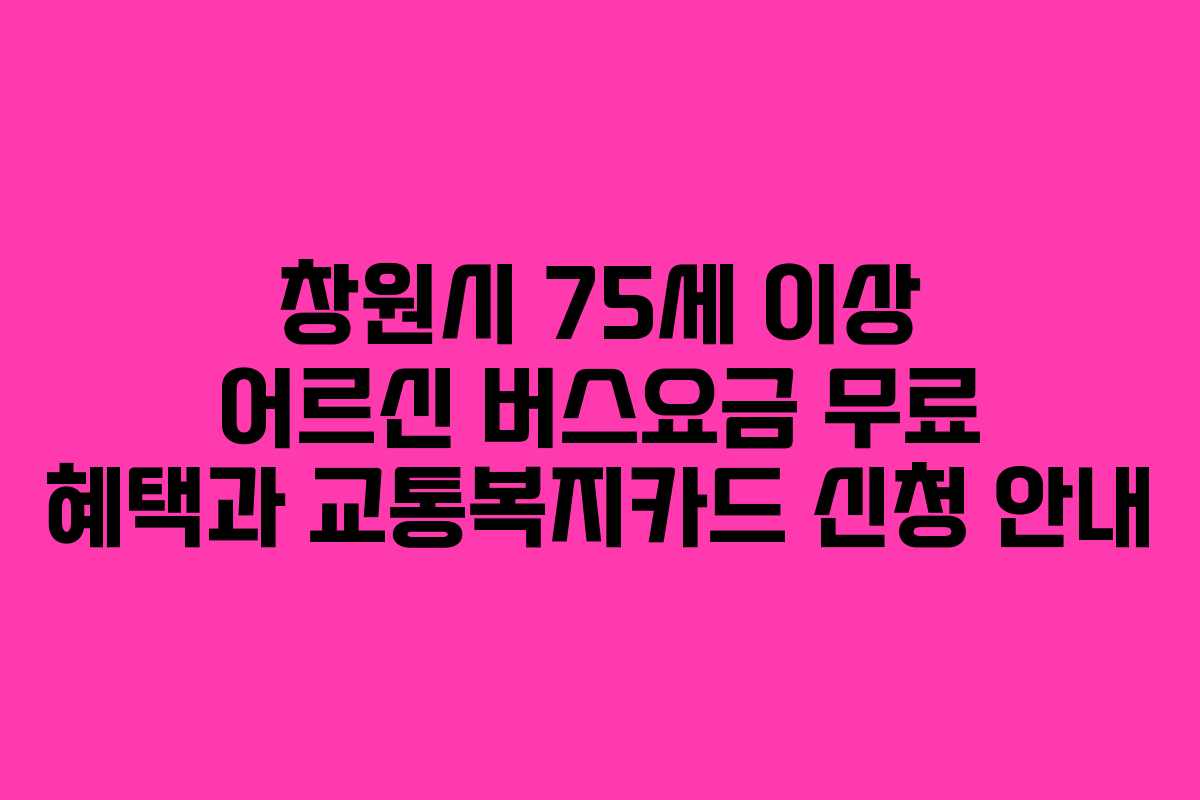 창원시 75세 이상 어르신 버스요금 무료 혜택과 교통복지카드 신청 안내