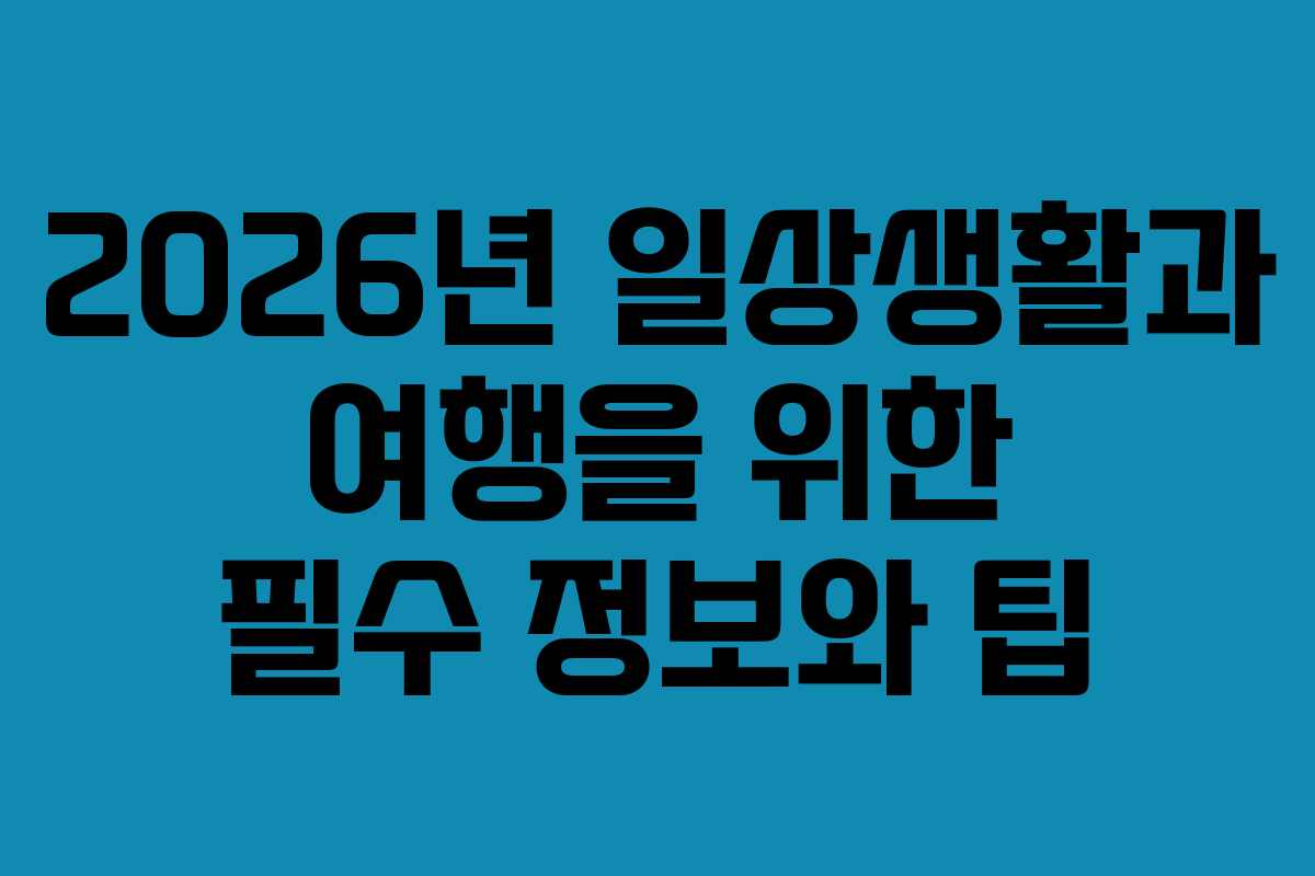 2026년 일상생활과 여행을 위한 필수 정보와 팁