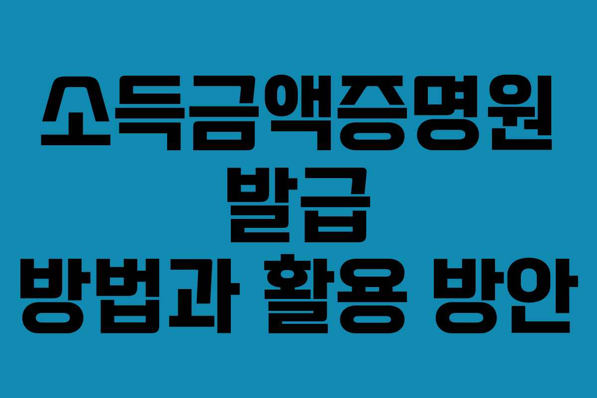 소득금액증명원 발급 방법과 활용 방안