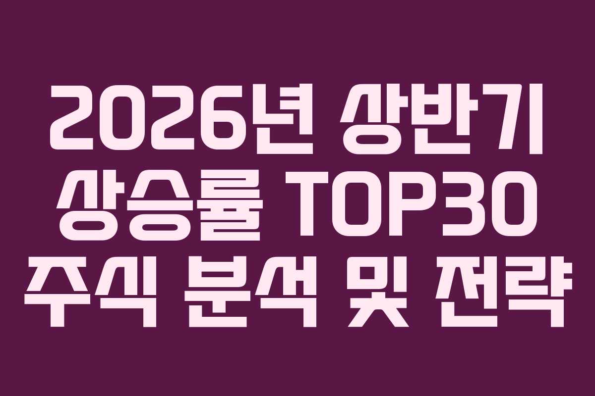2026년 상반기 상승률 TOP30 주식 분석 및 전략
